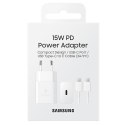 Ładowarka siec. Samsung EP-T1510XW 15W Fast Charge + kabel USB-C/USB-C biały/white