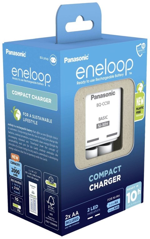 ŁADOWARKA PANASONIC COMPACT + 2x AA ENELOOP 2000 mAh