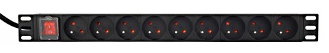 GEMBIRD LISTWA ZASILAJĄCA RACK (PDU) 9 GNIAZD FR, 1U, 16A, WTYK FR, 2M
