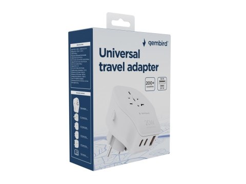 GEMBIRD UNIWERSALNY ADAPTER PODRÓŻNY 20 W, BIAŁY