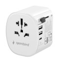 GEMBIRD UNIWERSALNY ADAPTER PODRÓŻNY Z UZIEMIENIEM 15 W, BIAŁY