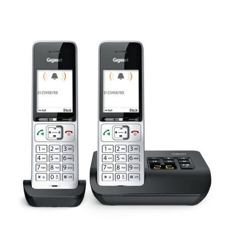 Telefon analogowy/DECT Gigaset COMFORT 500A duo Nazwa i identyfikacja dzwoniącego Czarny, Srebrny