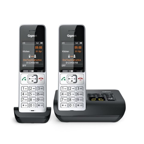 Telefon analogowy/DECT Gigaset COMFORT 500A duo Nazwa i identyfikacja dzwoniącego Czarny, Srebrny