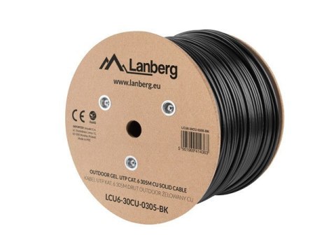 Lanberg LCU6-30CU-0305-BK kabel sieciowy Czarny 305 m Cat6 U/UTP (UTP)