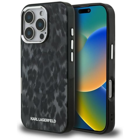 Etui Karl Lagerfeld IML Leopard Pattern MagSafe do iPhone 16 Pro czarny