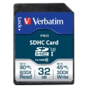 Verbatim Karta pamięci Secure Digital Card Pro U3, 32GB, SDHC, 47021, UHS-I U3 (Class 10), V30