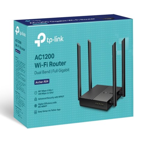 TP-Link ARCHER A64 router bezprzewodowy Gigabit Ethernet Dual-band (2.4 GHz/5 GHz) Czarny
