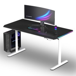 ULTRADESK Biurko dla gracza QUEST, 140x70cm, 72-120cm, biało-czarny