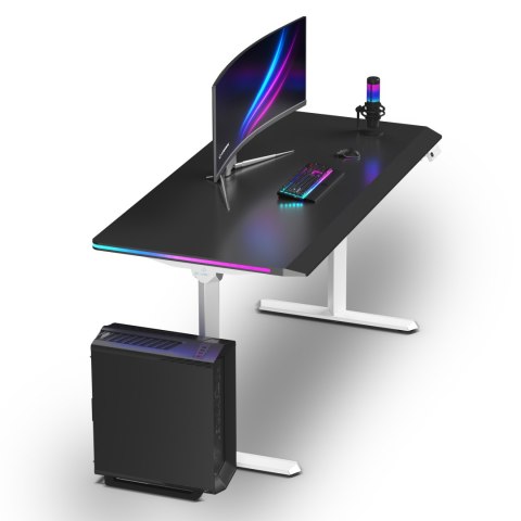 ULTRADESK Biurko dla gracza QUEST, 140x70cm, 72-120cm, biało-czarny