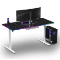 ULTRADESK Biurko dla gracza QUEST, 140x70cm, 72-120cm, biało-czarny