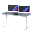 ULTRADESK Biurko dla gracza QUEST, 140x70cm, 72-120cm, biało-szary