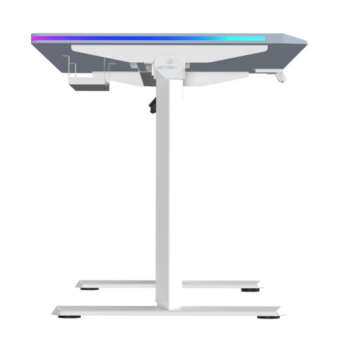 ULTRADESK Biurko dla gracza QUEST, 140x70cm, 72-120cm, biało-szary