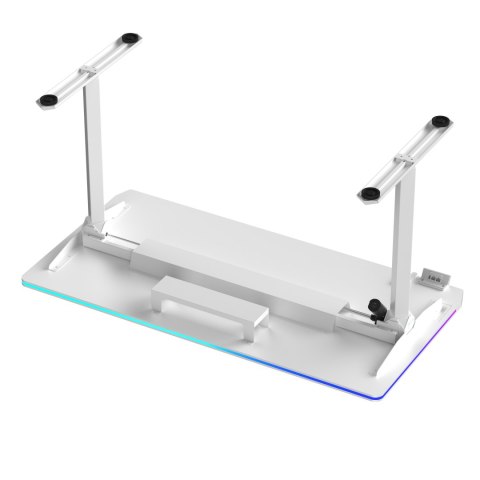 ULTRADESK Biurko dla gracza QUEST, 140x70cm, 72-120cm, biały-biały