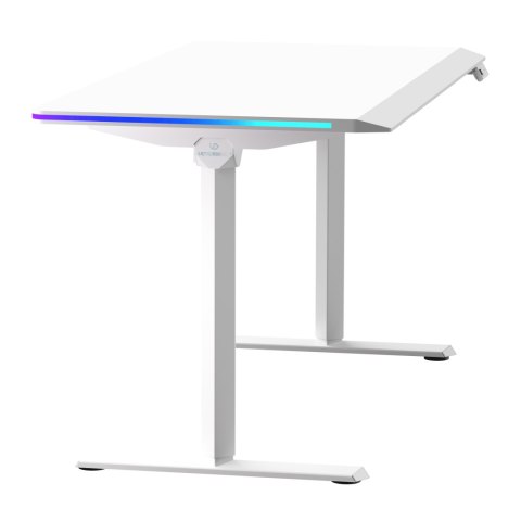 ULTRADESK Biurko dla gracza QUEST, 140x70cm, 72-120cm, biały-biały