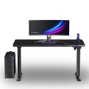 ULTRADESK Biurko dla gracza QUEST, 140x70cm, 72-120cm, czarny-czarny