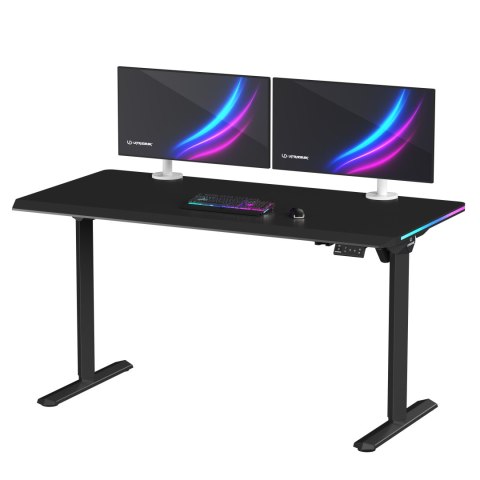 ULTRADESK Biurko dla gracza QUEST, 140x70cm, 72-120cm, czarny-czarny