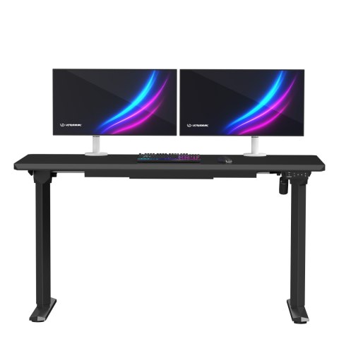 ULTRADESK Biurko dla gracza QUEST, 140x70cm, 72-120cm, czarny-czarny