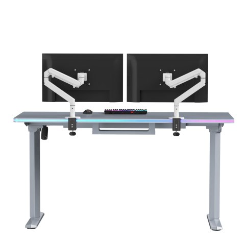 ULTRADESK Biurko dla gracza QUEST, 140x70cm, 72-120cm, szara-szara