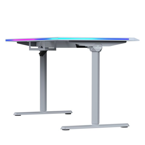 ULTRADESK Biurko dla gracza QUEST, 140x70cm, 72-120cm, szara-szara