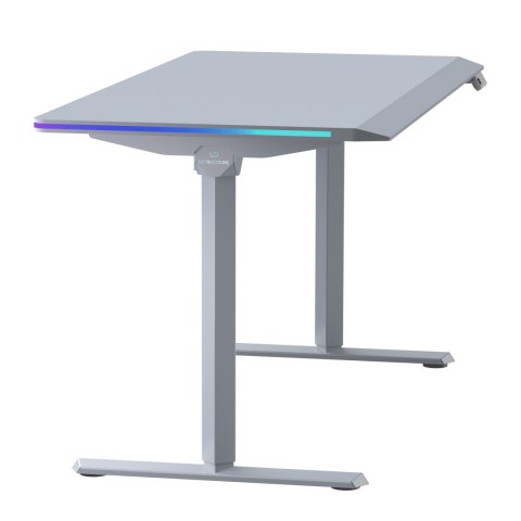 ULTRADESK Biurko dla gracza QUEST, 140x70cm, 72-120cm, szara-szara
