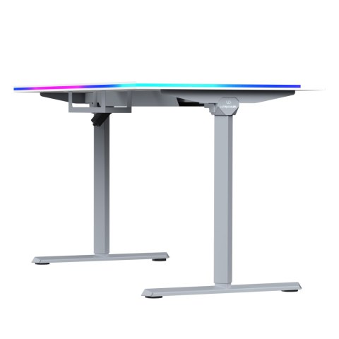 ULTRADESK Biurko dla gracza QUEST, 140x70cm, 72-120cm, szaro-biały
