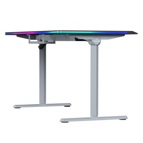 ULTRADESK Biurko dla gracza QUEST, 140x70cm, 72-120cm, szaro-czarny