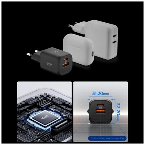 Ładowarka sieciowa Spigen Essential EE352EU 35W USB-C/USB-A czarny