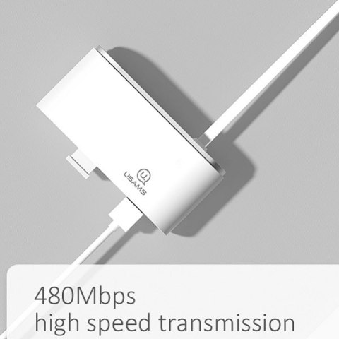 USAMS Adapter HUB 4xUSB 2.0 biały/white SJ238FX01 (US-SJ238)