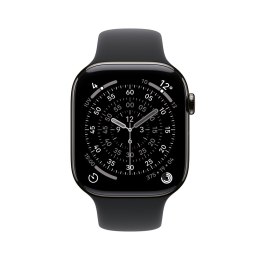 Apple Watch Series 11 Cellular 46 mm Łupkowa koperta tytanowa z czarnym paskiem sportowym - S/M
