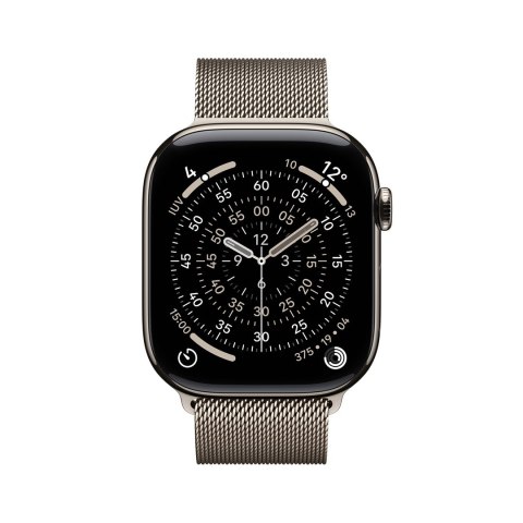 Apple Watch Series 11 Cellular 46 mm koperta z naturalnego tytanu z paskiem z naturalnej siateczki - M/L