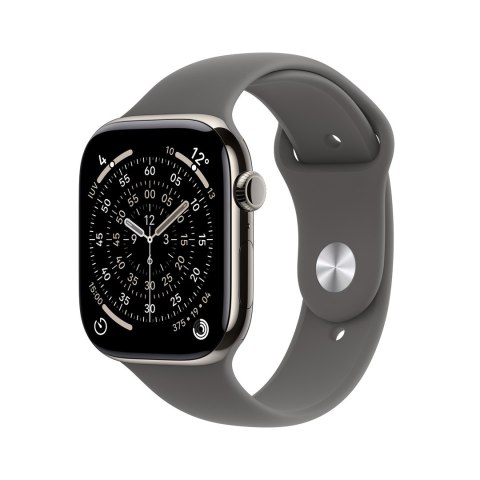 Apple Watch Series 11 GPS + Cellular 42 mm koperta z naturalnego tytanu i sportowym paskiem w kolorze kamiennym - S/M