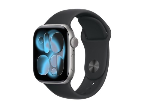 Apple Watch Series 11 GPS + Cellular 42mm Aluminiowa koperta w kolorze gwiezdnej szarości z czarnym paskiem sportowym - M/L