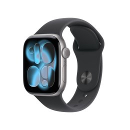 Apple Watch Series 11 GPS + Cellular 42mm Aluminiowa koperta w kolorze gwiezdnej szarości z czarnym paskiem sportowym - S/M (MF8