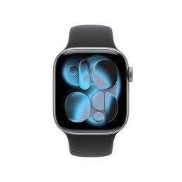Apple Watch Series 11 GPS + Cellular 42mm Aluminiowa koperta w kolorze gwiezdnej szarości z czarnym paskiem sportowym - S/M (MF8