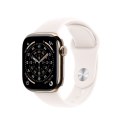 Apple Watch Series 11 GPS + Cellular 46 mm, złota tytanowa koperta z paskiem sportowym w kolorze jasnego rumieńca - M/L (MFD64ZR