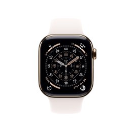 Apple Watch Series 11 GPS + Cellular 46 mm, złota tytanowa koperta z paskiem sportowym w kolorze jasnego rumieńca - M/L (MFD64ZR