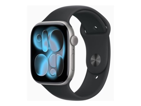 Apple Watch Series 11 GPS + Cellular 46mm Aluminiowa koperta w kolorze gwiezdnej szarości z czarnym paskiem sportowym - S/M