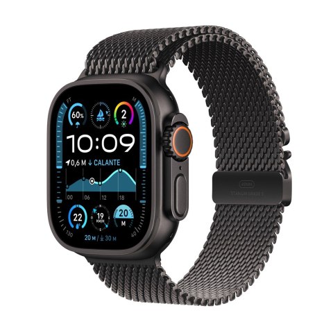 Apple Watch Ultra 2 GPS + Cellular 49mm Czarne tytanowe etui z czarnym tytanowym paskiem Milanese - L (MX5V3FD/A)