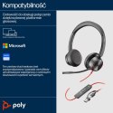Zestaw słuchawkowy POLY Blackwire 8225 Stereo 8X225AA USB-C z certyfikatem Microsoft Teams + przejściówka USB-C/A