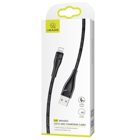USAMS Kabel pleciony U41 lightning 3m 2A czarny/black SJ397USB01 (US-SJ397)