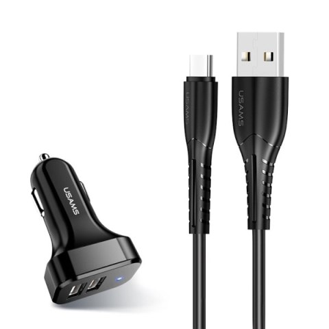 USAMS Ładowarka sam. 2xUSB C13 2,1A USB-C czarny/black NTU35TC13TZ
