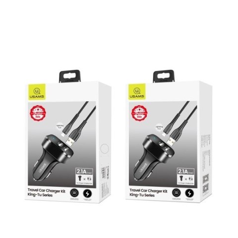 USAMS Ładowarka sam. 2xUSB C13 2,1A lightning czarny/black NTU35LC13TZ