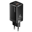 USAMS Ładowarka siec. T41 USB-C+USB GaN 47W PD+QC (only head) Fast Charging czarny/black CC137TC01 (US-CC137)