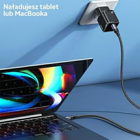 USAMS Ładowarka siec. USB-C T45 30W PD3.0 +QC3.0 Fast Charging +kabel U63 USB-C/Lightning biały/white UXTZH02 (USAMS-UX)