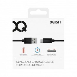 Xqisit kabel Cotton USB C 3.0 czarny /black 1.8m 27749