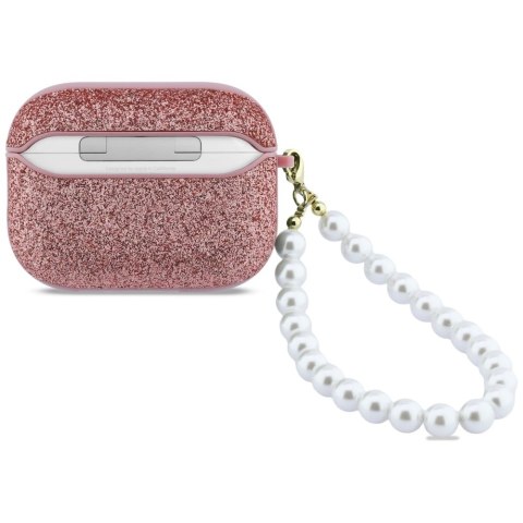 Etui Guess Glitter Pearl Strap do AirPods Pro 3 różowy