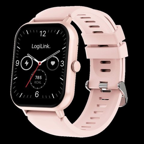 Smartwatch LogiLink SW0001P ekran dotykowy LCD 1,83", BT 5.2, IP68, różowy