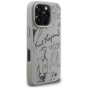 Etui Karl Lagerfeld Grained Pattern & Logo MagSafe do iPhone 16 Pro Max szary