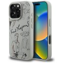 Etui Karl Lagerfeld Grained Pattern & Logo MagSafe do iPhone 16 Pro szary