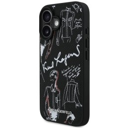 Etui Karl Lagerfeld Grained Pattern & Logo MagSafe do iPhone 16 czarny